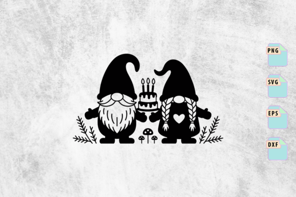Birthday Gnome Couple with Cake SVG
