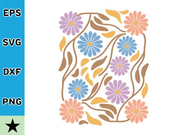 Colorful Retro Floral SVG Vector