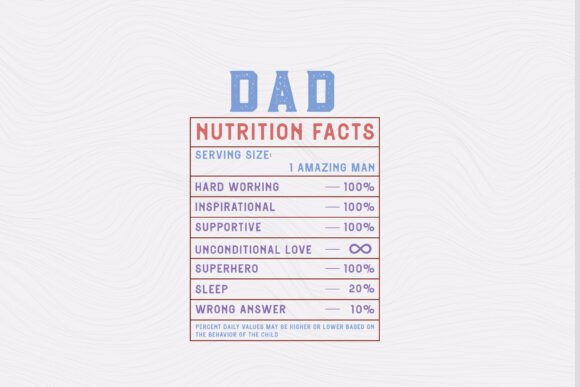 Dad Nutrition Facts Father's Day SVG PNG