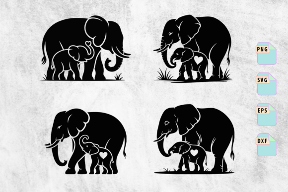 Elephant Mom and Baby SVG Bundle