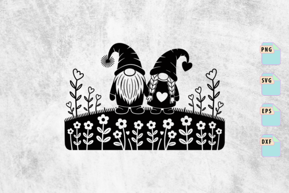 Gnome Couple in Love Garden SVG