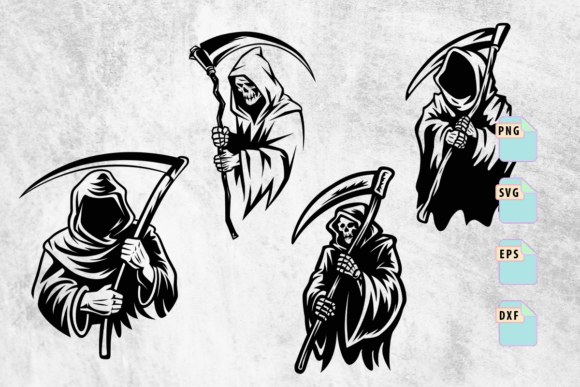 Grim Reaper Scythe Clipart Bundle SVG