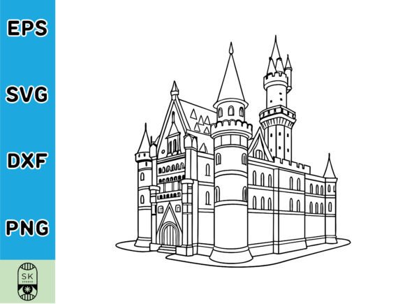 Intricate Castle Outline SVG Vector