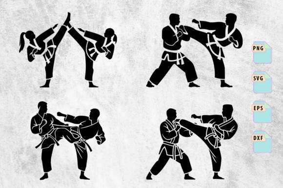 Karate Fight Silhouettes SVG Set