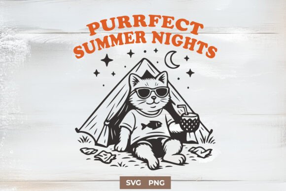Purrfect Summer Nights Cat Camping SVG