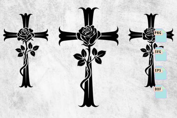 Rose Cross SVG Floral Faith Design