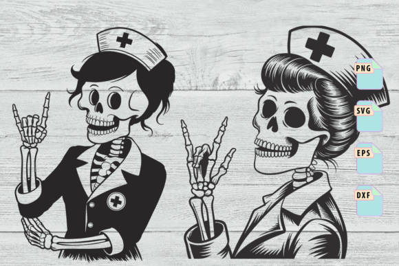 Skeleton Nurse Clipart Svg Bundle Design