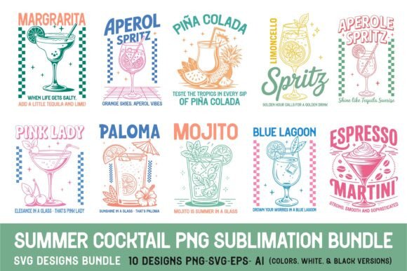 Summer Cocktail SVG PNG Designs Bundle