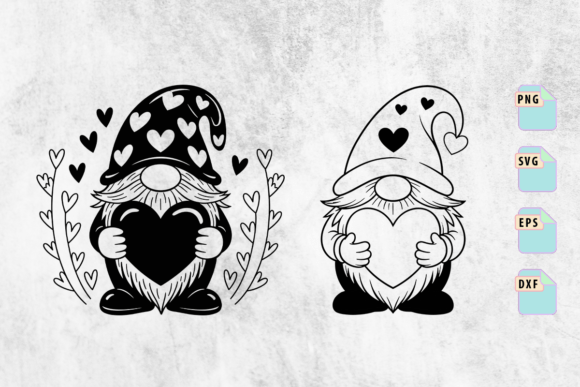 Valentine Gnomes with Heart SVG Set