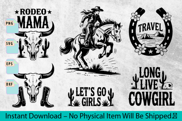 Vintage Cowgirl Western SVG Bundle